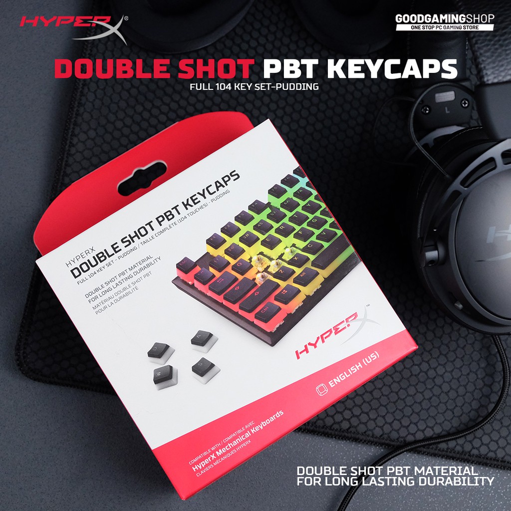 HyperX Double Shot PBT 104 Mechanical Keycaps (Black) - Keycaps