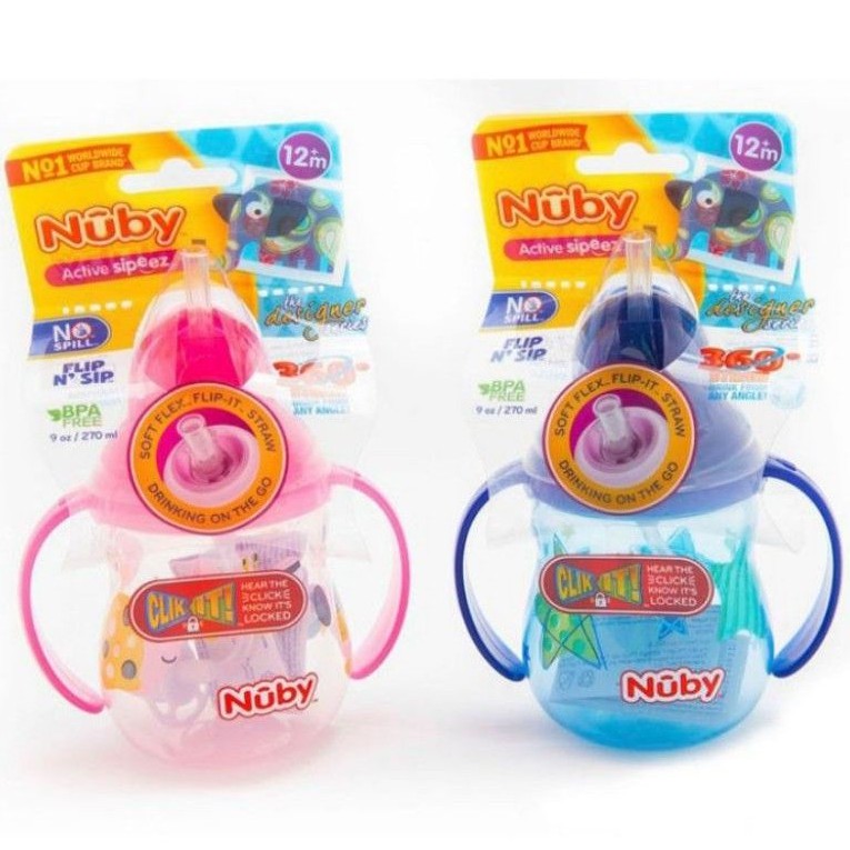 NUBY Active Sipeez Flip and Sip 360° Straw Cup 270ml Training Cup