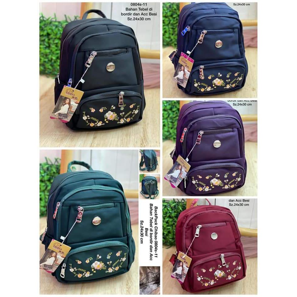 Tas Ransel Chibao 0804s-11 Motif Bunga TERBARU size 32x25x11 cm. CHIBAO RANSEL MOTIF BUNGA BISA COD!