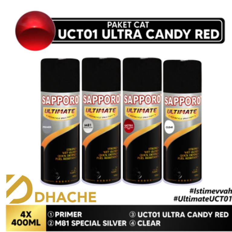 Paket Cat UCT01 Ultra Candy Red / Sapporo Ultimate / Pilox / Paket Candy Merah