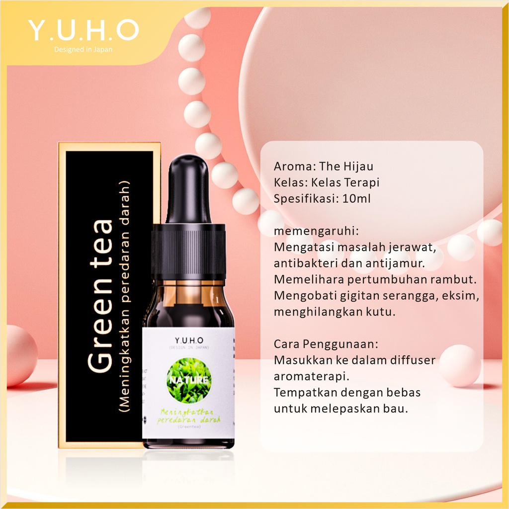 YUHO Diffuser humidifier mobil portable essential oil reed hampers safe care aromatheraphy pembersih udara Pelembab minyak esensial aromaterapi parfum pengharum uap ruangan air purifier penyejuk infuser minimisk-Y-greentea