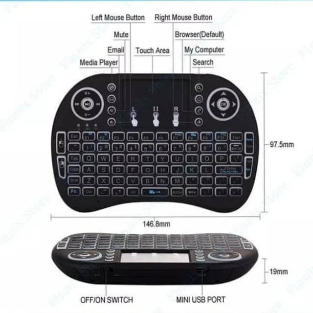 Mini Keyboard Wireless i8 mini Touchpad RC with 3 COLOR Backlight