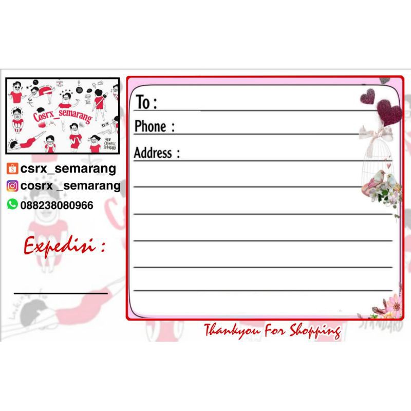 

label pengiriman barang ( sticker tempel ) bisa custom