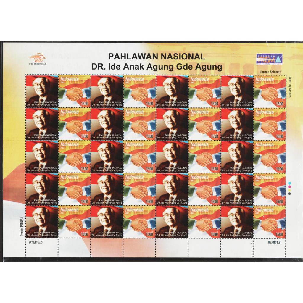 

Perangko Filateli I8 - Indonesia MNH Full Sheet Prisma DR. Ide Anak Agung Gde Agung