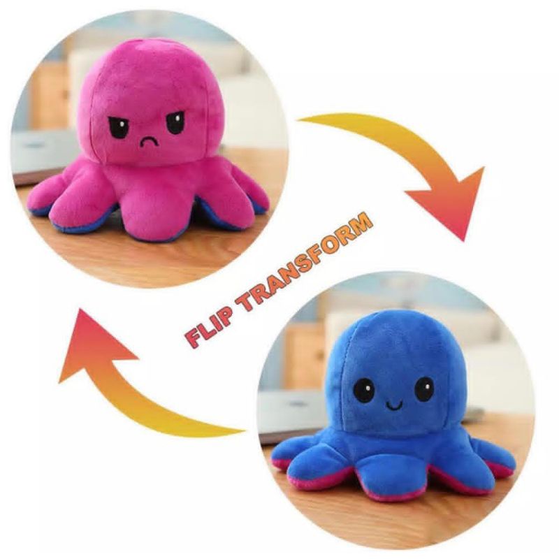 Boneka Gurita Octopus Halus Bolak - Balik Dua Sisi Reversible