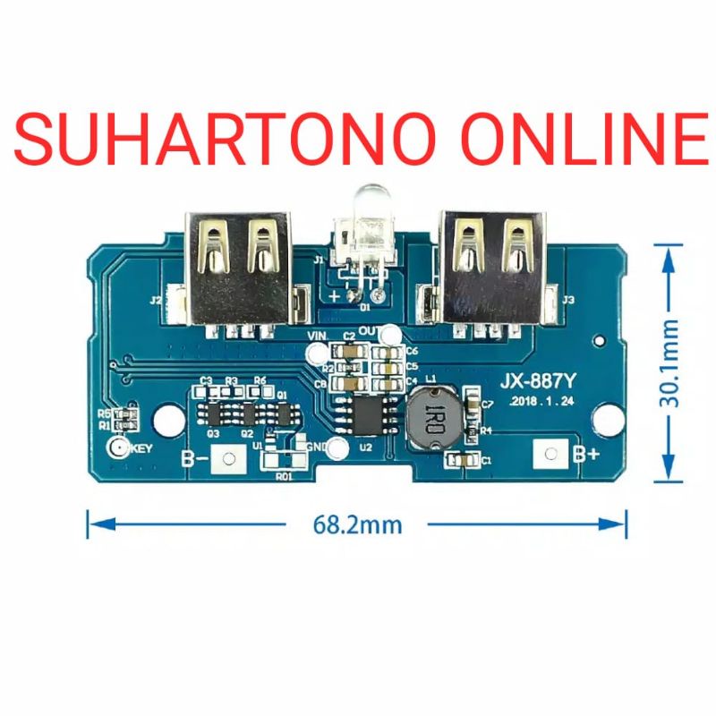 Modul Power Bank18650 Baterai 3.7v Ke 5v 2a Diy