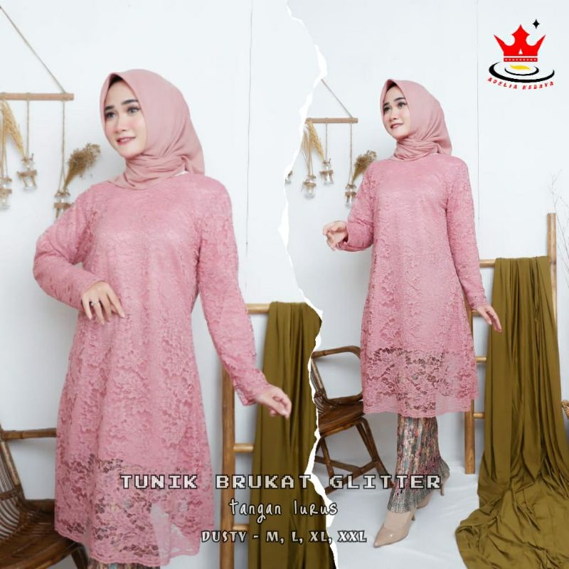 IndahKebaya | SETELAN KEBAYA DAHLIA BROKAT / KEBAYA KURUNG MODERN / TUNIK BROKAT JUMBO/KEBAYA MUSLIM