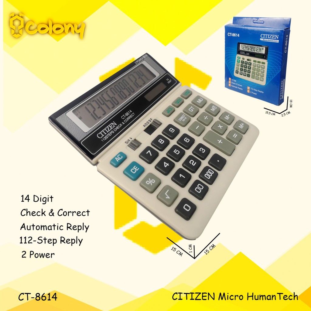 

Asli Ori Citizen CT-8614 CT-512 Kalkulator Besar Digital Calkulator Jumbo Original 14 Digit