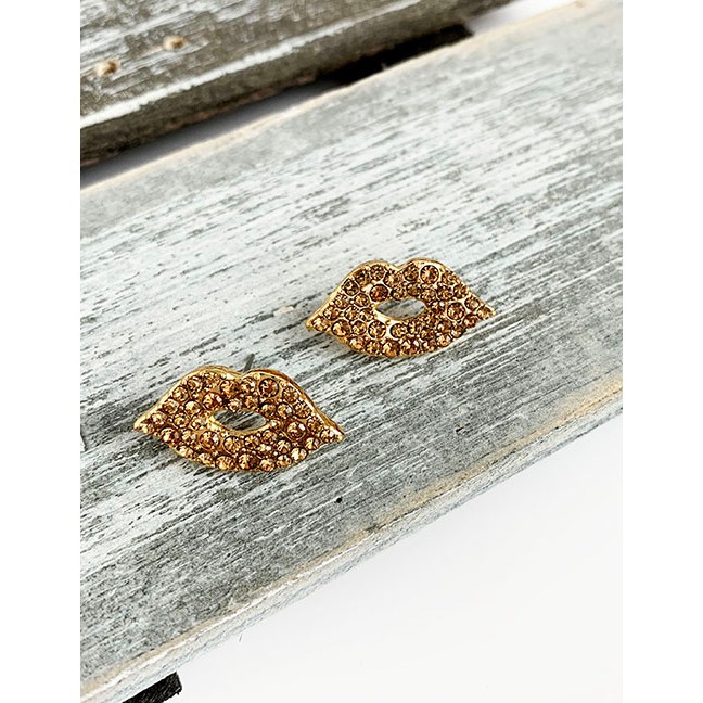 LRC Anting Tusuk Fashion Alloy Diamond Lip Studs F81888