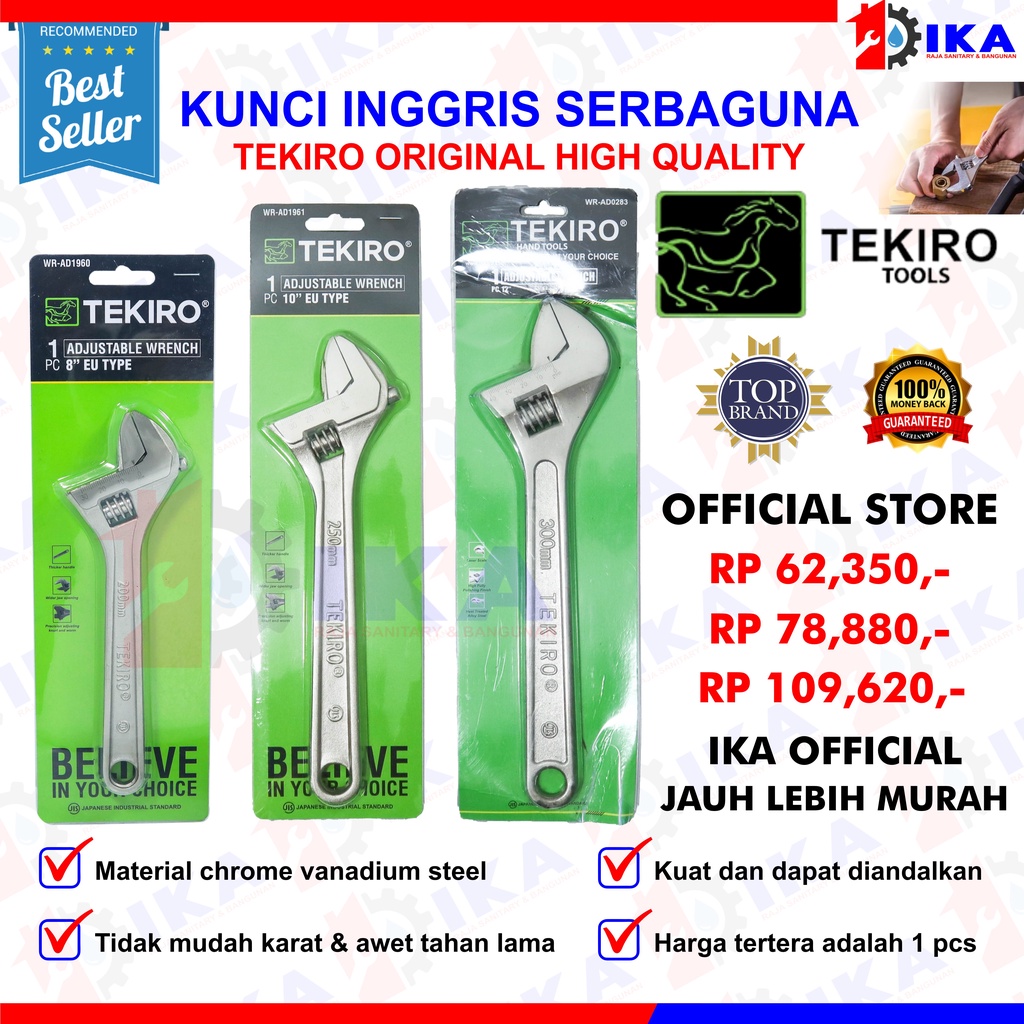 TEKIRO Kunci Inggris 8&quot; 10&quot; 12&quot; / Adjustable Wrench 8 10 12 INCH Type EU