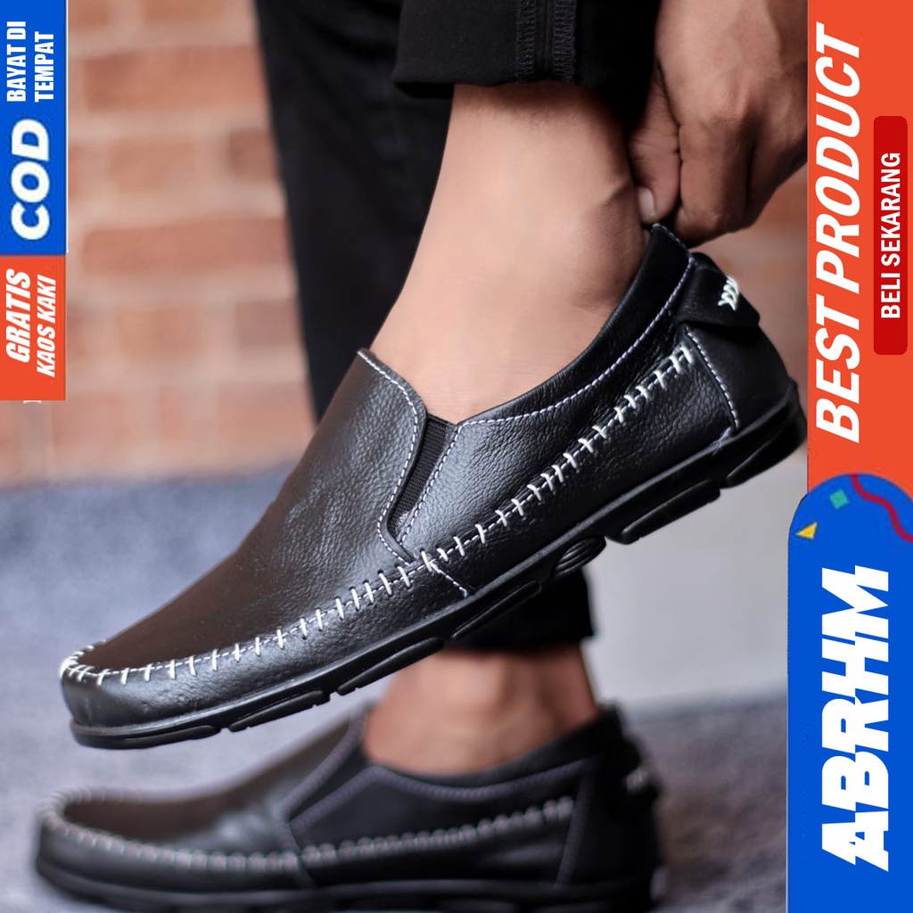 ABRHM FLUD Sepatu Formal Pantofel Kerja Hitam