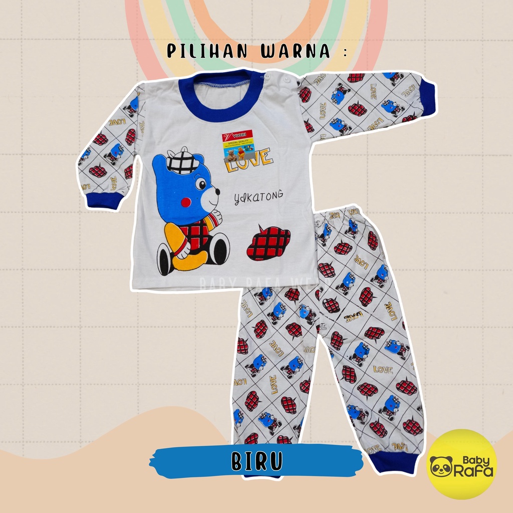 Setelan Piyama Baju Bayi Panjang 3 - 18 Bulan merk VIORI motif YAKATONG