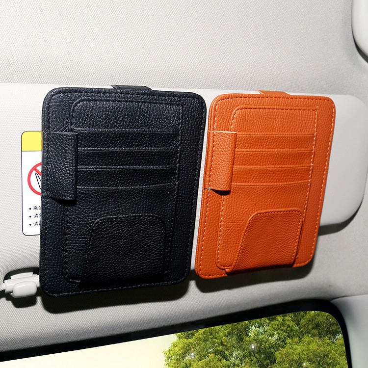 Holder Kaca Mata Pena Kartu Parkir E Toll Jepit Sunvisor Mobil Kulit Sintentis Premium Quality