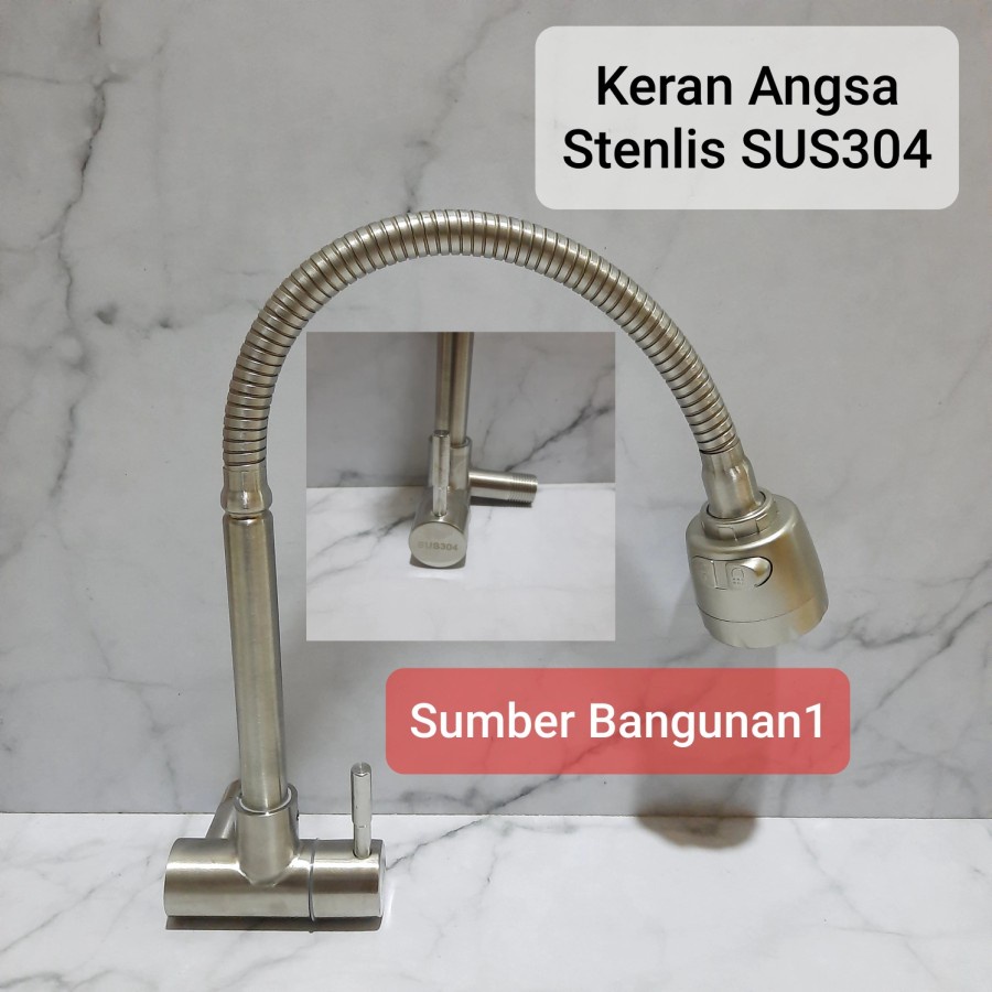 Keran Angsa Stenlis SUS304 kran air wastafel cuci piring fleksibel