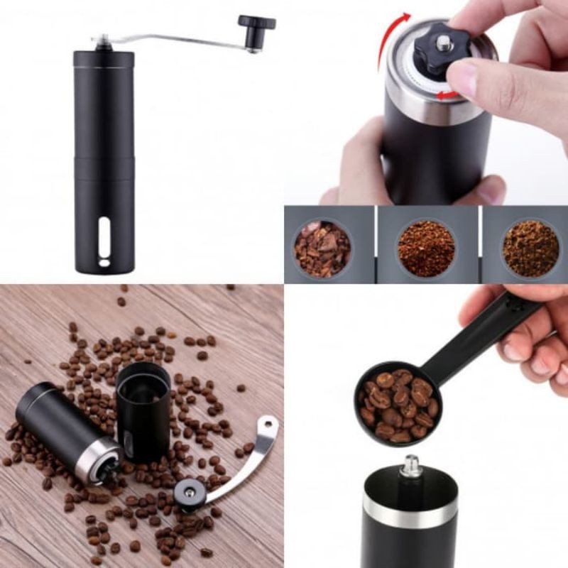 GRINDER MANUAL STAINLESS CERAMIC BURR BLACK (PENGGILING KOPI MANUAL HITAM)