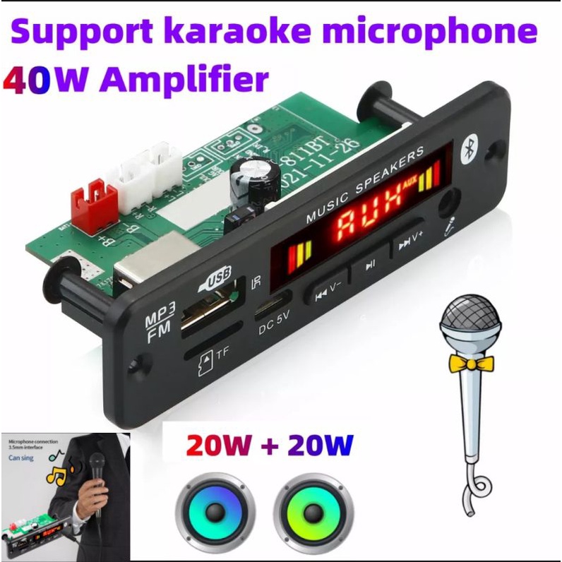 Termurah Modul Bluetooth MP3 Karaoke With Digital Amplifier 2x20w