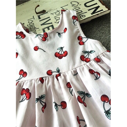 (LOLI-JKT) DRESS ANAK MODEL CHERRY PITA BELAKANG SIZE 110-130