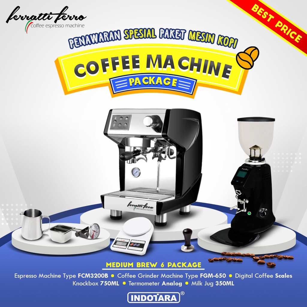 Paket Mesin Kopi Espresso / Mesin Kopi Ferratti Ferro - Medium Brew 6