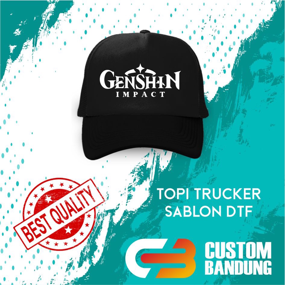 Topi Trucker GENSHIN IMPACT 2  Pria Wanita Topi Jaring Aura Jala Trucker Cap Bisa Tulis Nama Bisa COD Original High Premium Quality