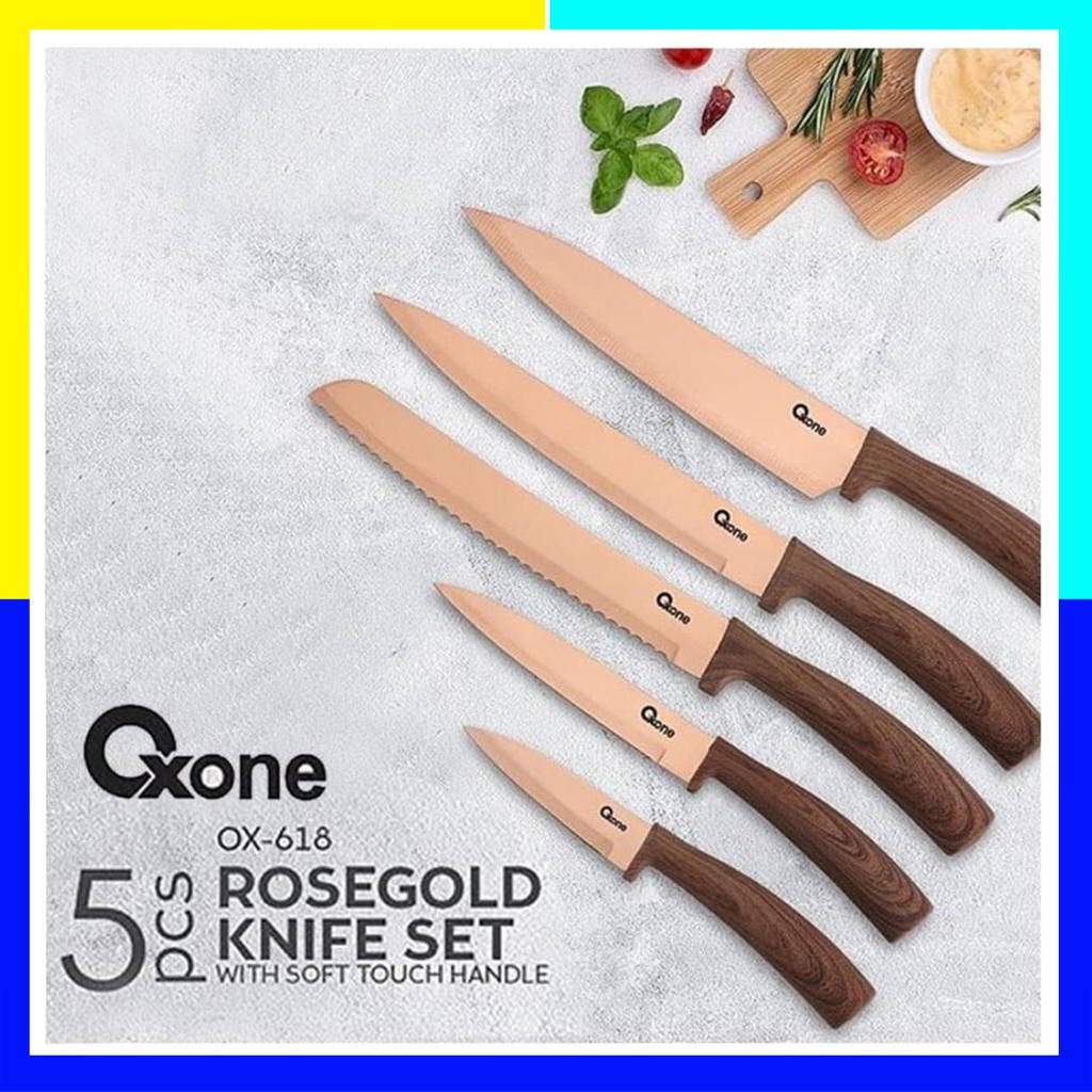 Rosegold Knife Set Oxone OX-618 - Pisau Dapur Rosegold Oxone