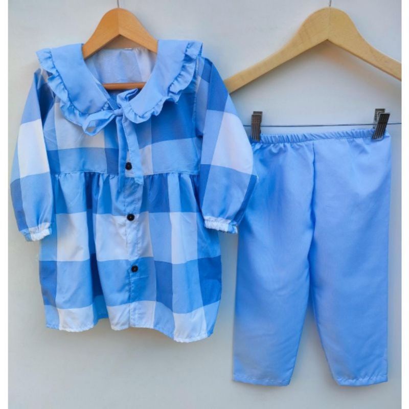 COD SETELAN ZAVINA ANAK 2-8TH / SET HARUKA TUNIK ANAK PEREMPUAN TERBARU-Biru