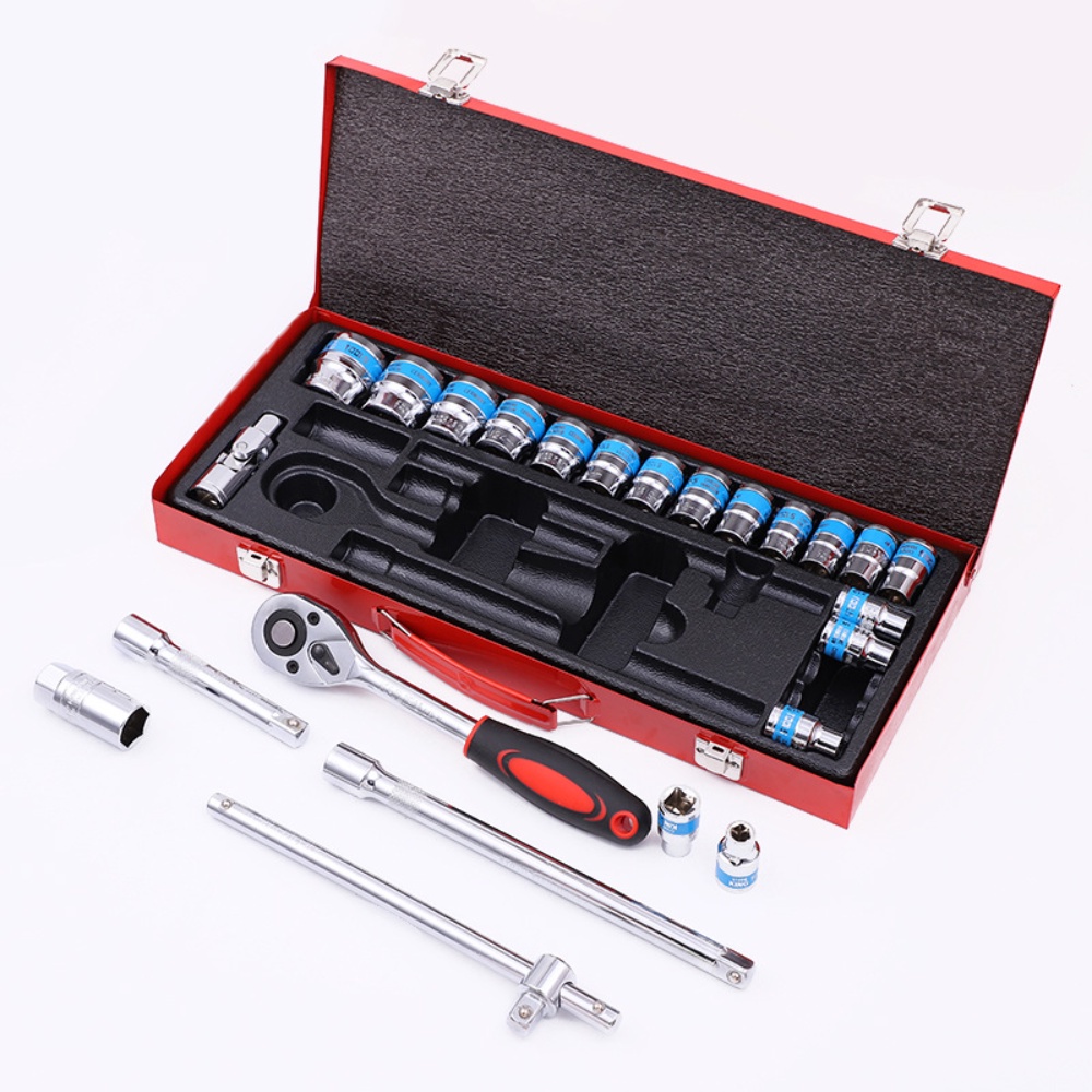 Socket Set Kunci Hand Socket Box Besi Car Repair Tool 24 Pcs G 20006