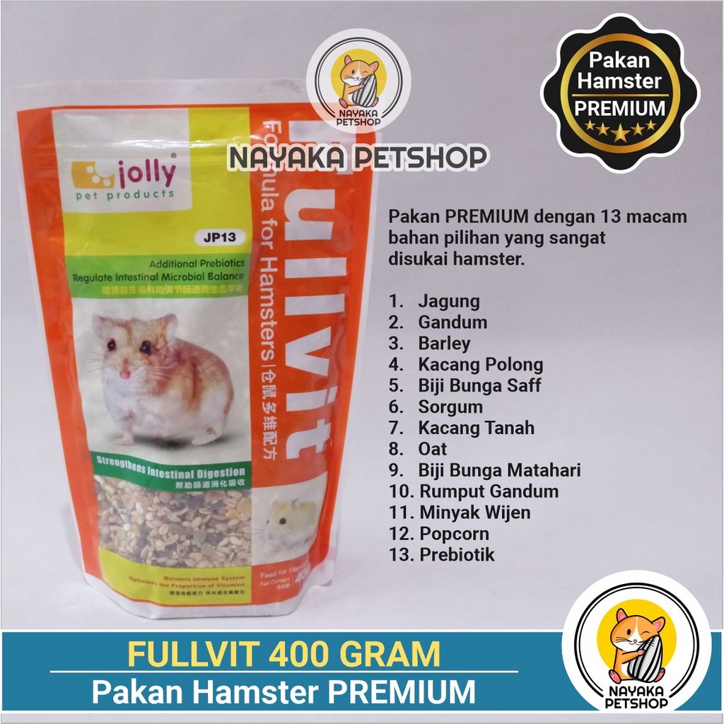 Fullvit 400 gr Pakan Premium Hamster Hamfood Makanan Mix