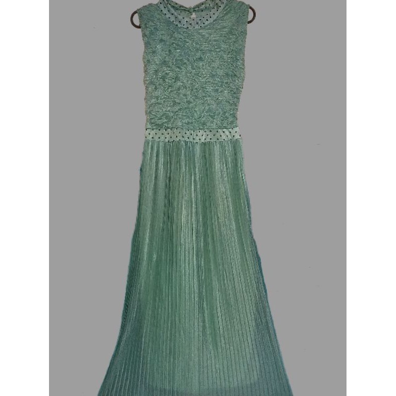 preloved dress warna mint bahan organza