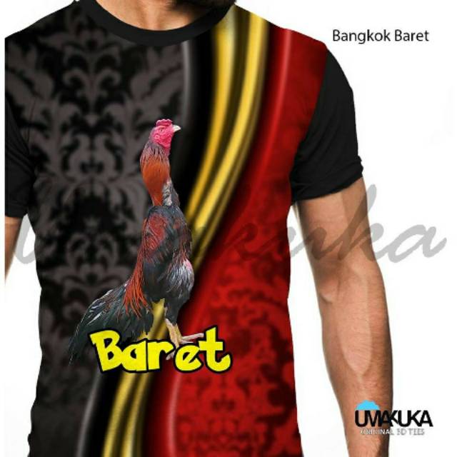 Kaos Ayam Jago Bangkok Baret aduan petarung rooster chiken 3d fullprint umakuka anak cowok murah