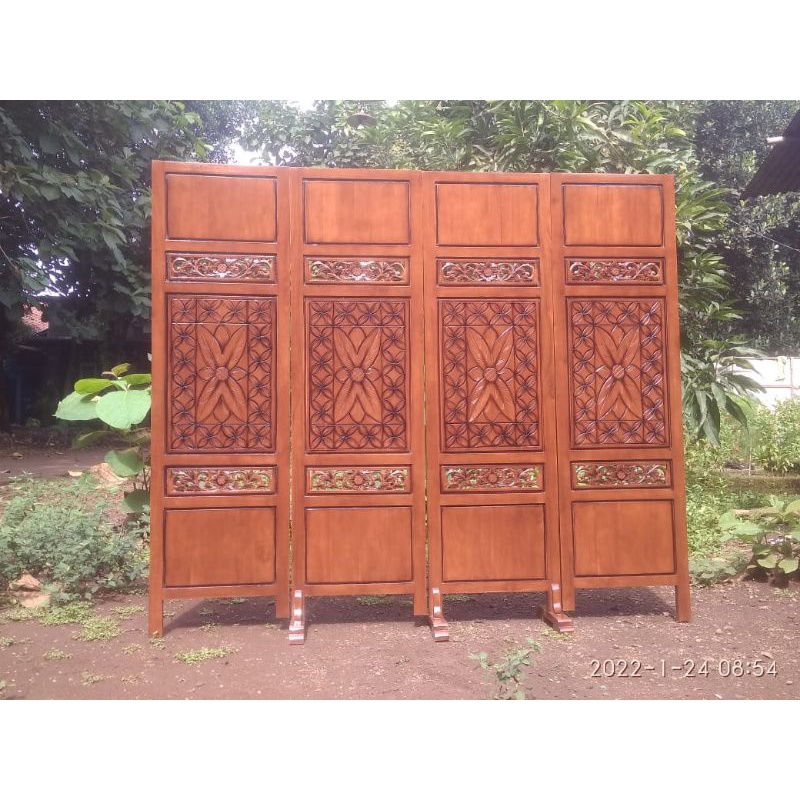 Sketsel Penyekat Minimalis Modern Ukir Jati Jepara