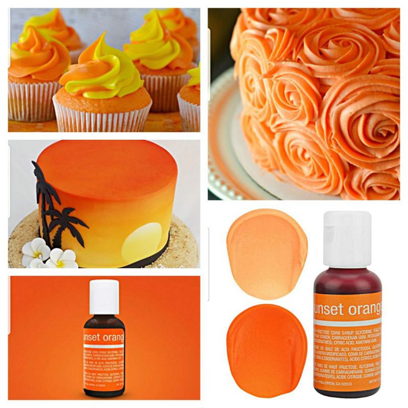 

1 pcs 20 g Pewarna makanan chefmaster liqua gel sunset orange food color chef master warna fondant