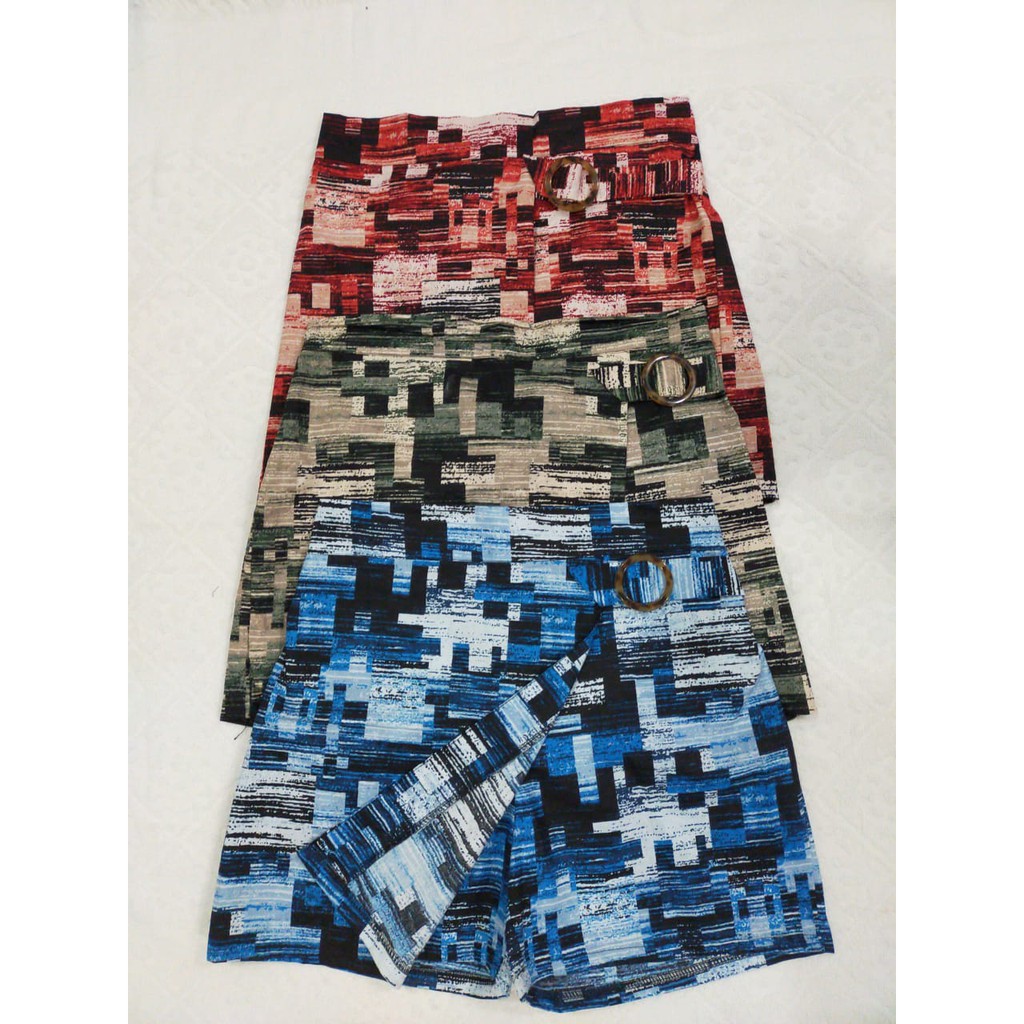 Rok celana Ring Pendek Wanita Motif Abstrak /Bahan Katun Jepang TwillL