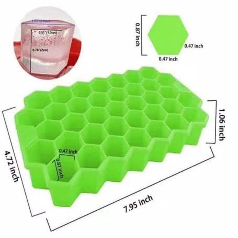 Cetakan Es Batu / Puding / Jelly / Silikon bentuk Honeycomb Foodgrade / Cetakan Es Bentuk Sarang Madu Cetakan Es Batu Cilicone 37 Grid Honeycomb Ice Cube Tray Tempat Simpan