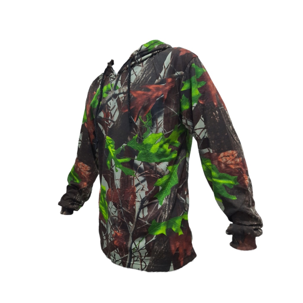 Kaos Loreng Outdoor Panjang Hoodie Camo/Perbakin