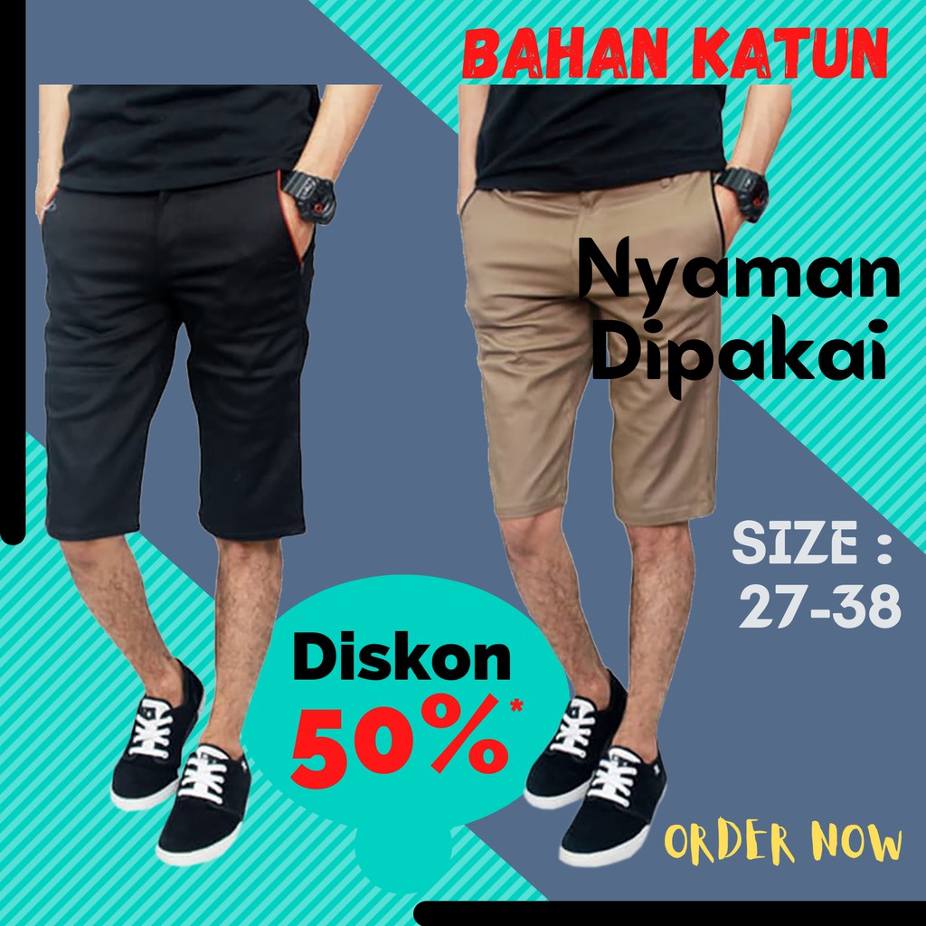 CELANA SEPAN LEVIS PENDEK PONGGOL PRIA CHINO COWO COWOK HITAM