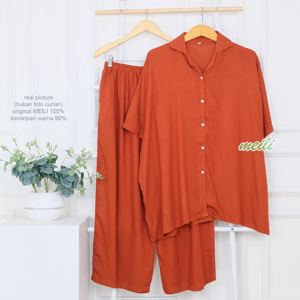 XXL 5L Setelan Jumbo Rayon Polos Premium Basic Pajamas Bigsize LD 120 140 Piyama Ukuran Besar Oneset Daily Sleep Wear Setcel Jumbo LD 110 120 Bigsize-Pajamas Black