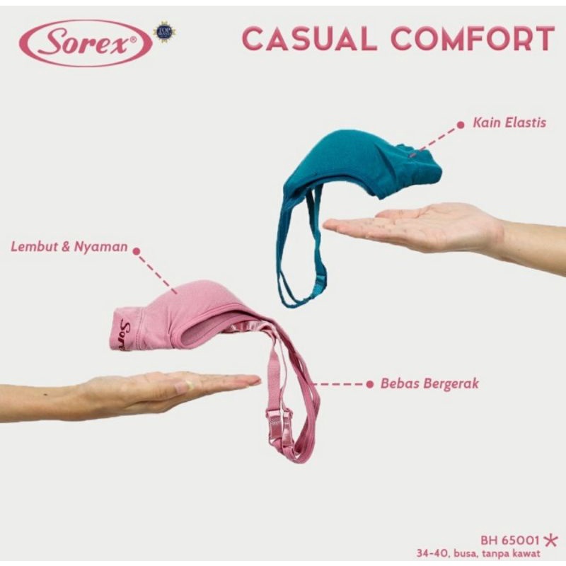 Sorex Bra Casual Comfort (65001) BH Tanpa Kawat Setara Cup B