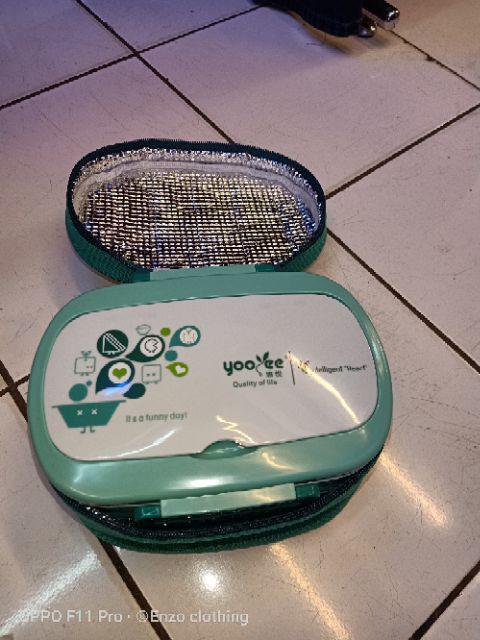 Lunch Box Yooyee 591 Orange Green Free Bag - Kotak Bekal 2 Susun