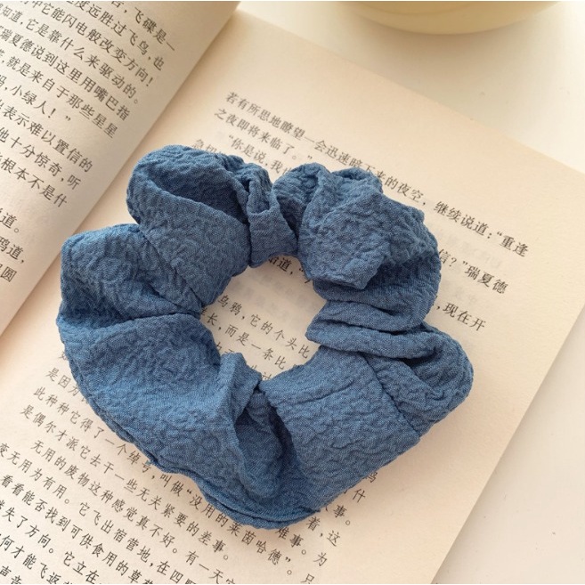 COD - F5165 Ikat Rambut Korea Polos Warna Warni / Kuncir Rambut / Karet Ikat Rambut Cepol / Karet Rambut Import-Biru Tua