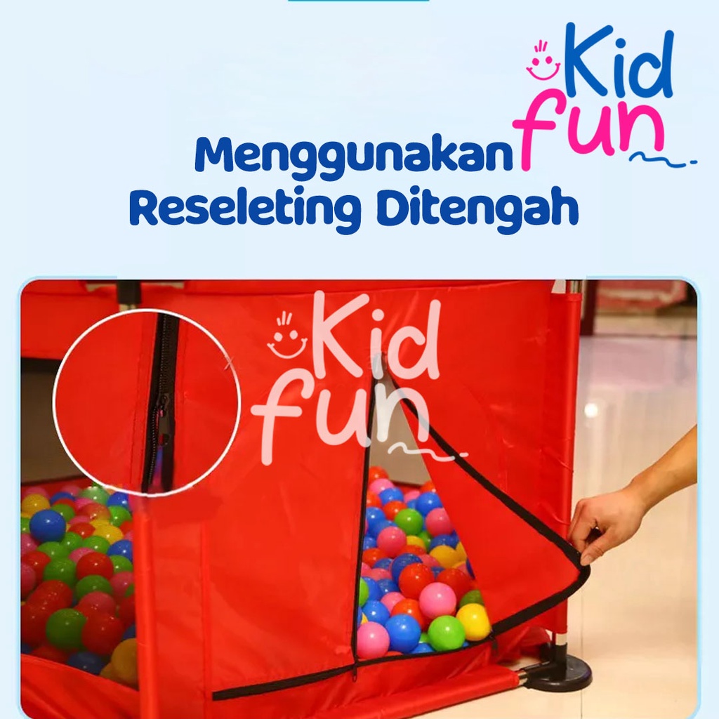 KidFun - Perlengkapan Bayi Playpen Pagar Anak-anak Stainless Steel Keranjang Mandi Bola Model Hexagon Peralatan Bayi Tempat Tidur Bayi