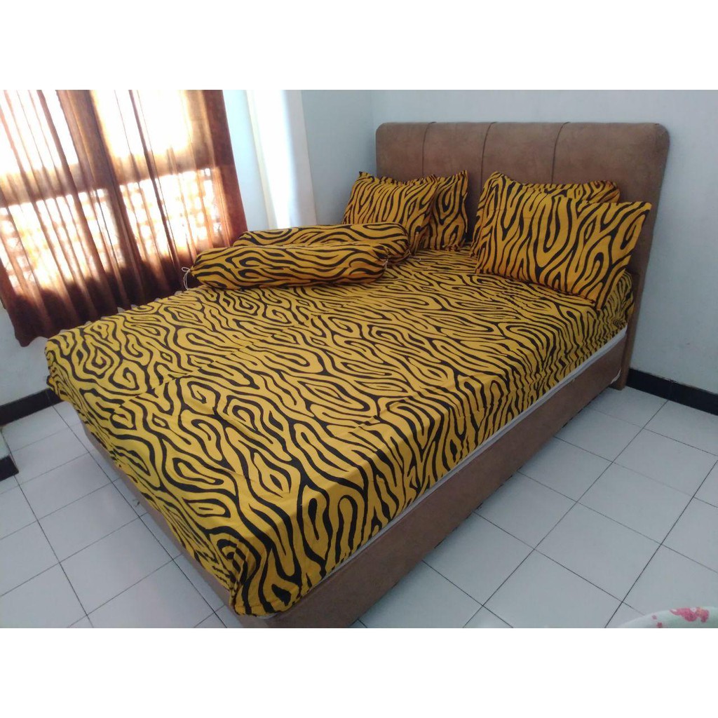 SPREI BATIK ZEBRA KUNING | SPREI BATIK HALUS | SPREI 180X200X20 | KING SIZE SPESIAL PAKAI KARET