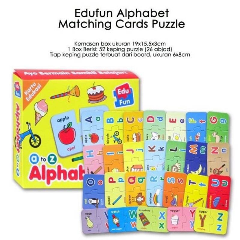 Benshop-MAINAN EDUKASI ANAK - EDUFUN ALPHABET - KARTU PINTAR HURUF ABJAD