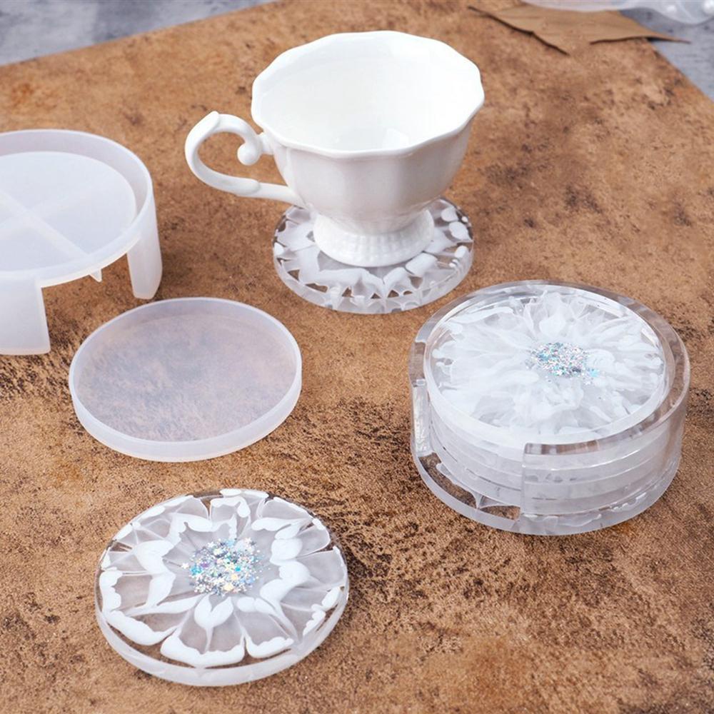 [Elegan] Coaster Cetakan Silikon Kristal Dekorasi Rumah Ornamen Persegi Epoxy Mould Coaster Holder Molds