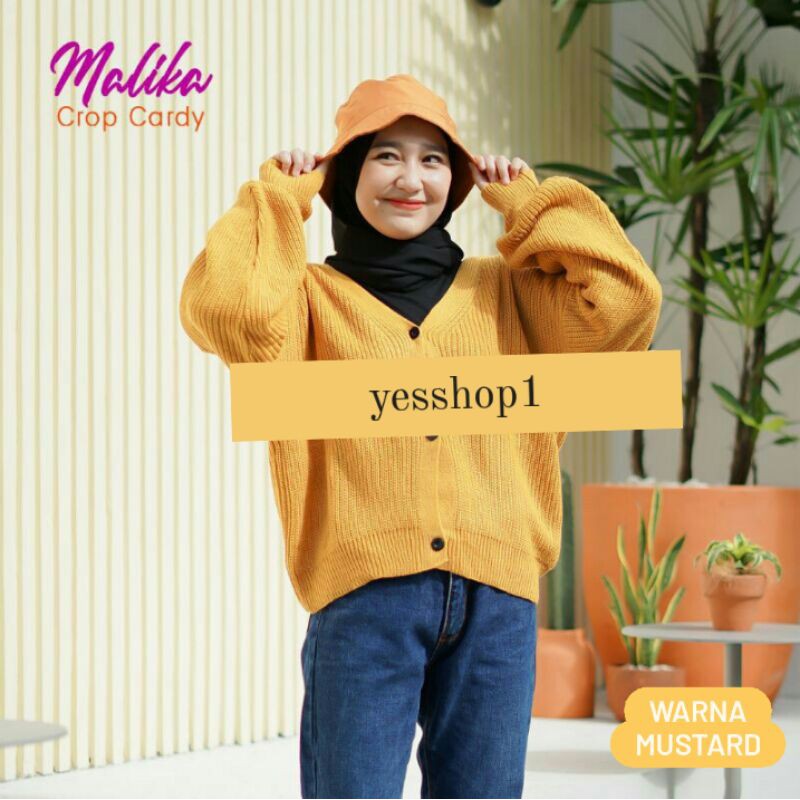 Cardigan Rajut Wanita | Cardigan Rajut Malika Crop Kancing | Cardigan Crop Oversize