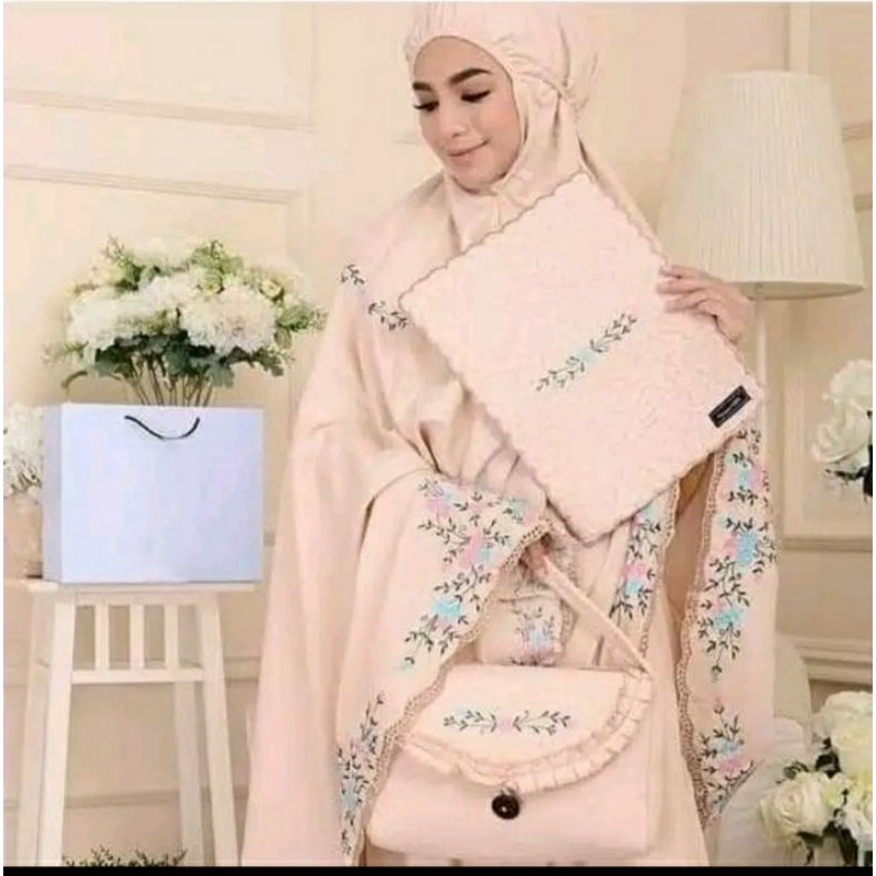 MUKENA Telekung Raudah DEWASA Katun VISCOSE PREMIUM MEWAH  Set tas sejadah