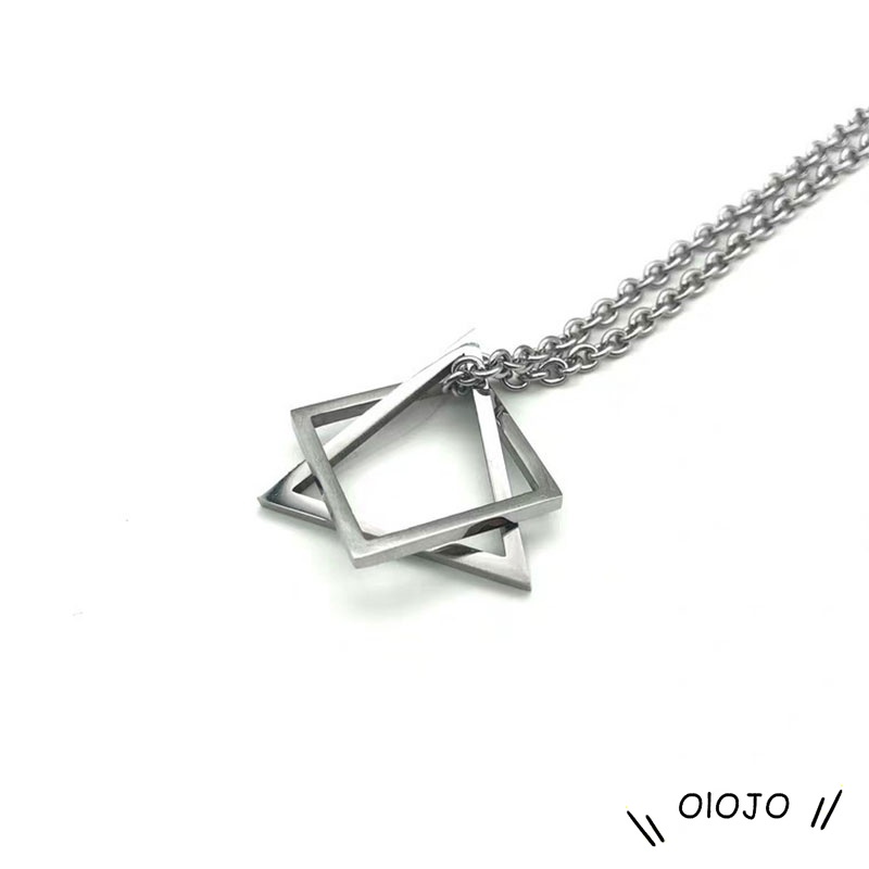 Kalung Dengan Liontin Bentuk Segitiga Geometris Bahan Titanium Steel Gaya Hip Hop Untuk Unisex - ol