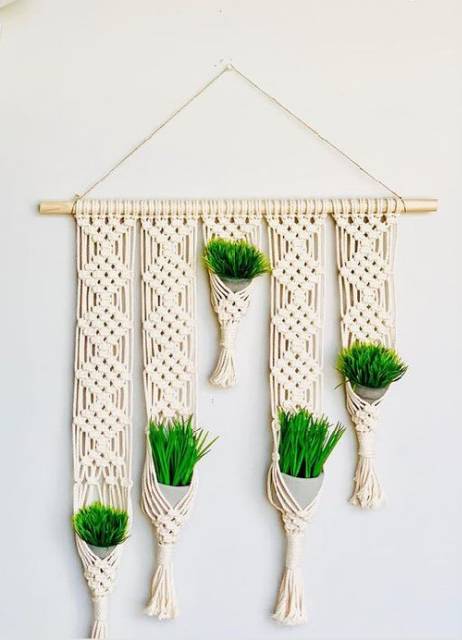 READY STOK) macrame pot gantung/ macrame plant hanger (POT 047)