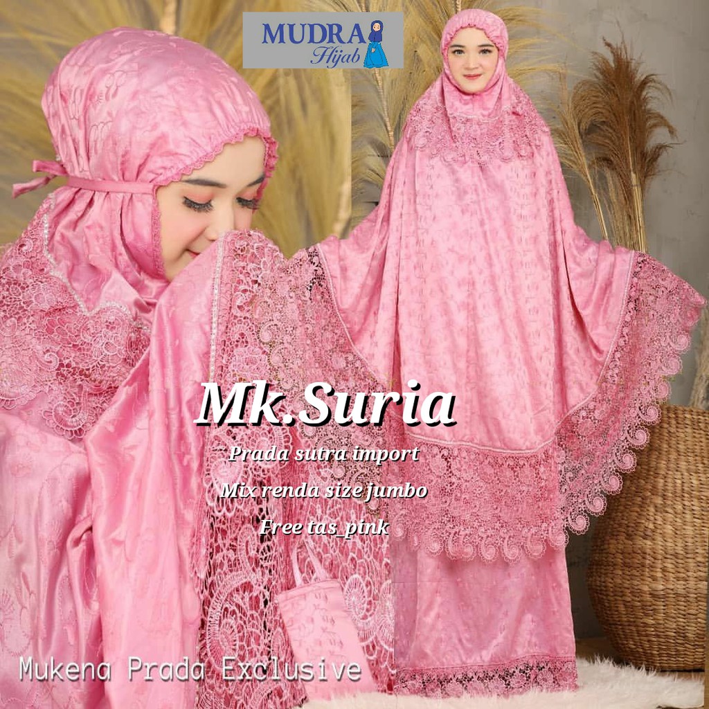 MUKENA SURIA BY MUDRA / RUKUH DEWASA / MUKENA BAHAN PRADA SUTRA IMPORT
