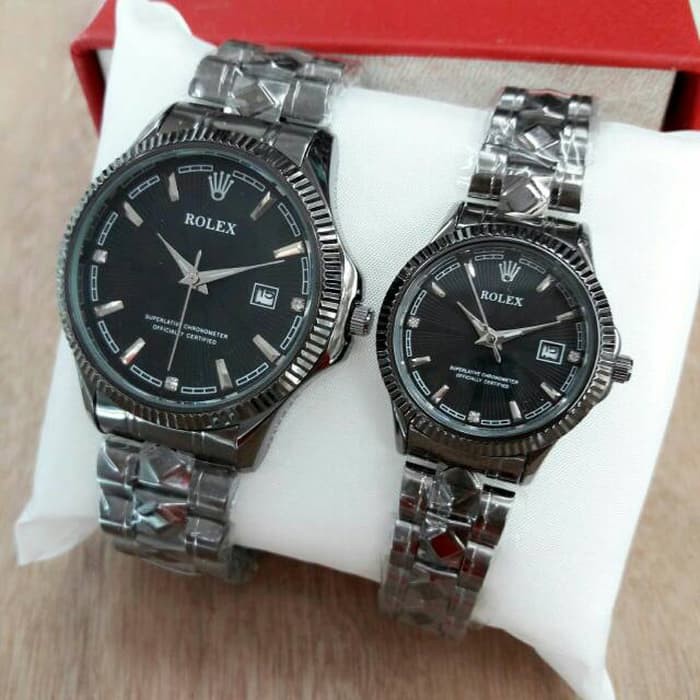Sale JAM TANGAN ROLEX COUPLE PRIA&WANITA RANTAI HITAM(HARGA SEPASANG Kekinian