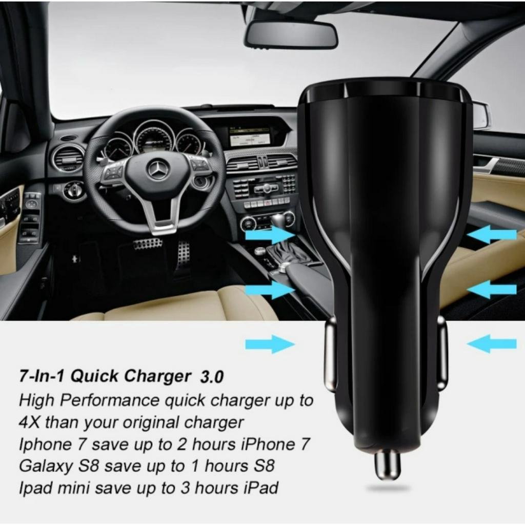 CAR QUICK CHARGER QUALCOMM FAST CHARGING CHARGER CASAN HP MOBIL QC 3.0